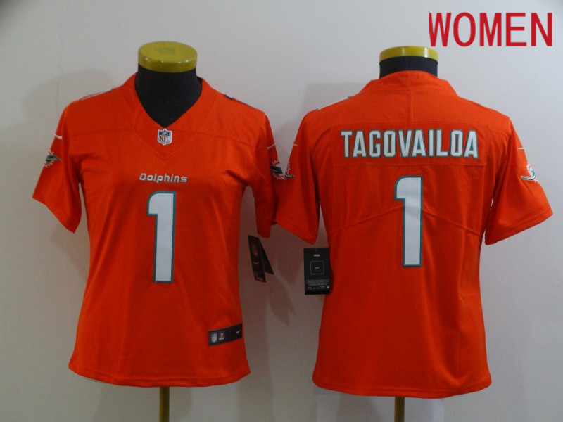 Women Miami Dolphins #1 Tagovailoa Orange Nike Limited Vapor Untouchable NFL Jerseys->dallas cowboys->NFL Jersey